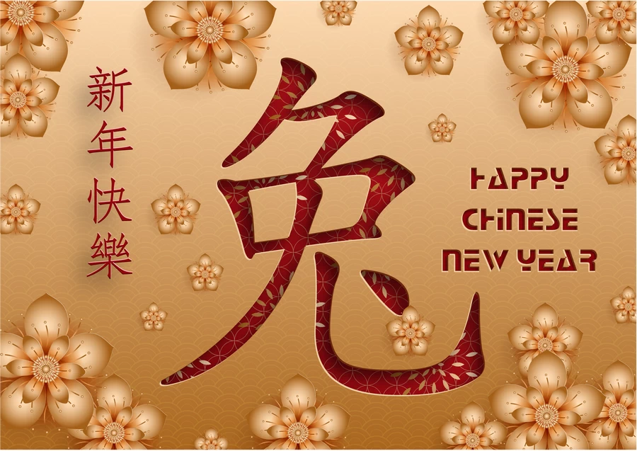 2023兔年中国风新年春节剪纸风节日宣传插画海报背景展板AI素材【043】